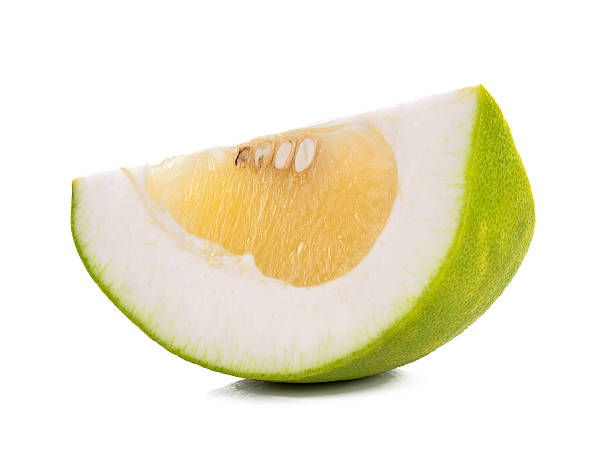 istock Slice pomelo citrus isolated on white background 584494016