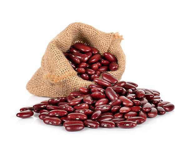 istock red bean with sack isolated on the white background 584494552