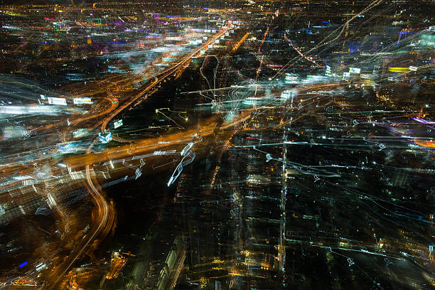 istock Abstract Tolls way, expressway night time and building backgroun 584497498