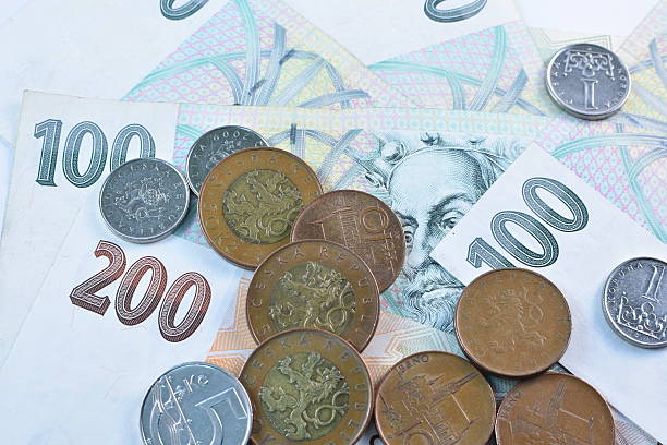 istock Close up Czech Koruna currency, Czech Republic 584498564