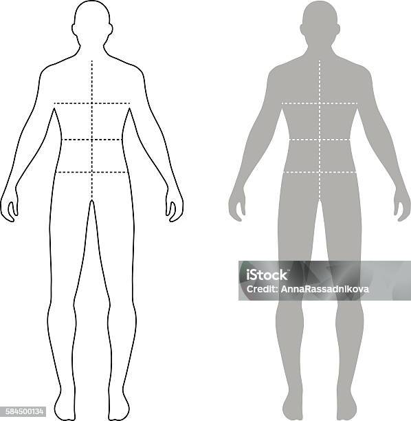 Fashion Man Outlined Template Figure Silhouette With Marked Body Stock Illustration - Download Image Now
