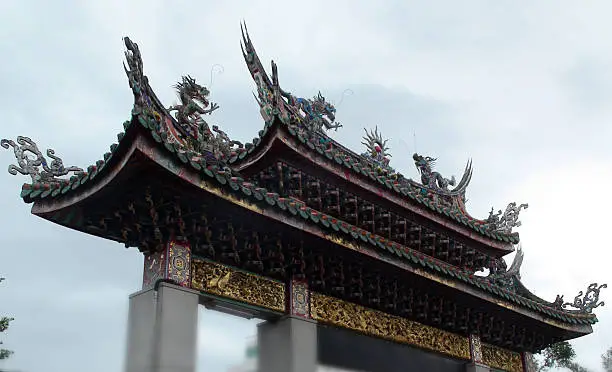 Entrance Gate Of Longshan Temple Of Manka Situated In Taipei Taiwan