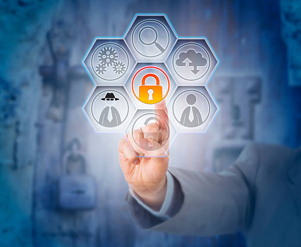 istock Hand Touching Closed Padlock For Fraud Prevention 584504458