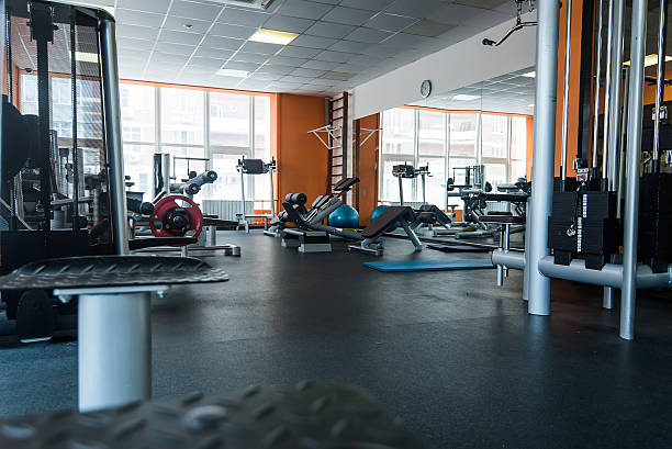istock Diverse training equipment at the gym room 584510568