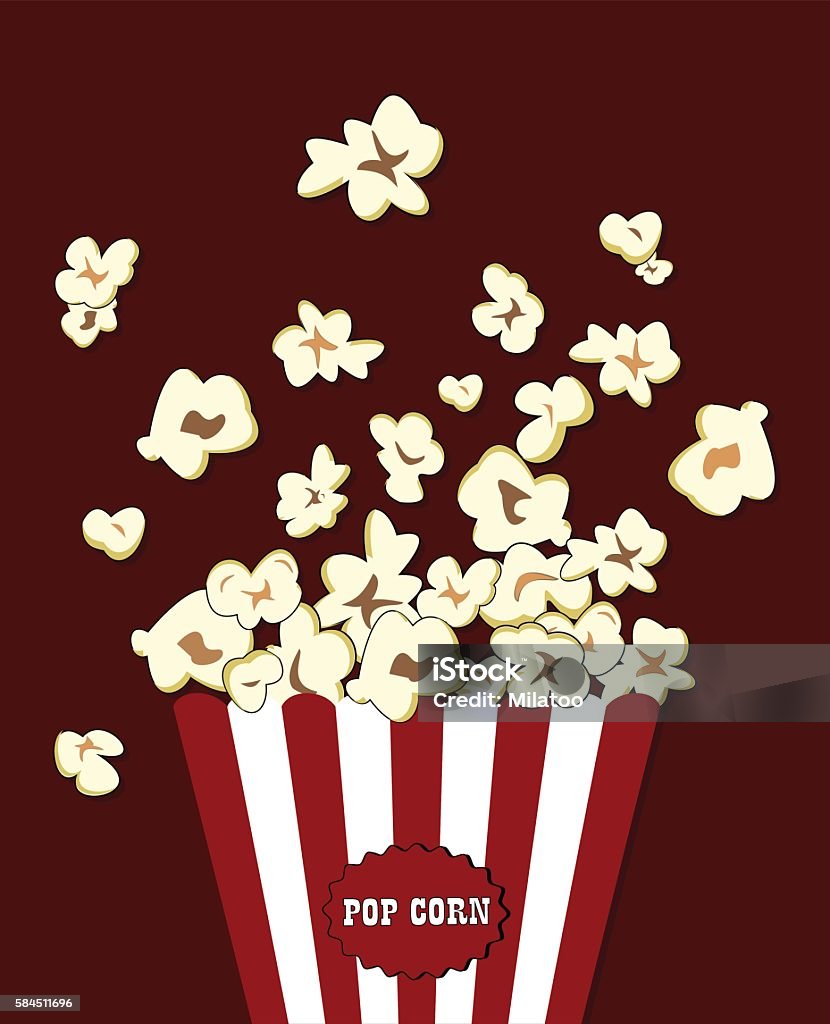 Pop Corn Exploding Logo Popcorn Exploding Inside The Red White Striped Packaging Vector Cinema ...
