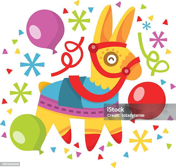 Pinata Balloons Confetti Stock Illustration - Download Image Now - Piñata, Mexican Culture, Celebration