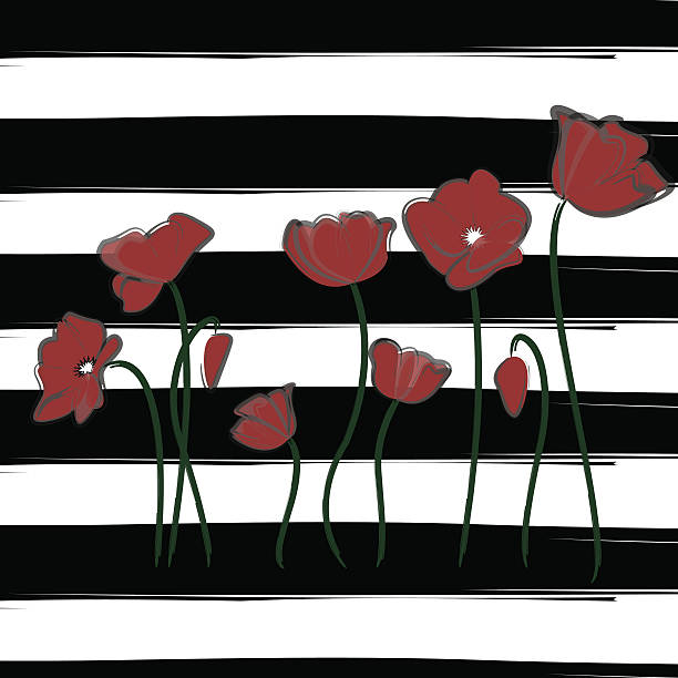 vektor rot mohn aquarell gezeichnet blumen. druckpflanzenblüte auf - red pattern poppy plant stock-grafiken, -clipart, -cartoons und -symbole