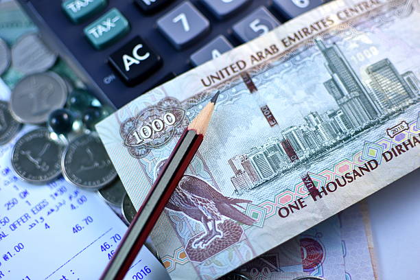 istock Close up Dirhams currency, United Arab Emirates 584568580