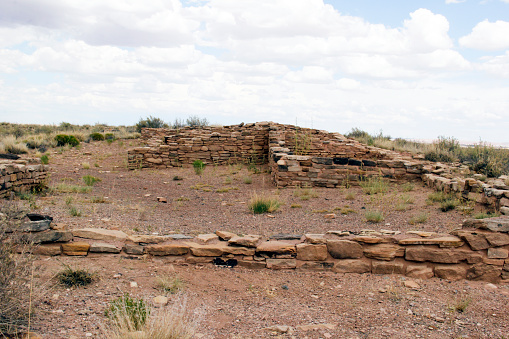 American Indian ruins of the desert dwellings of stone built houses