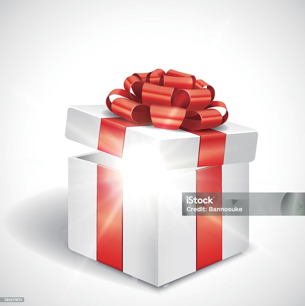 Vector open gift box with shiny light Vector EPS 10 format. Christmas Present stock vector