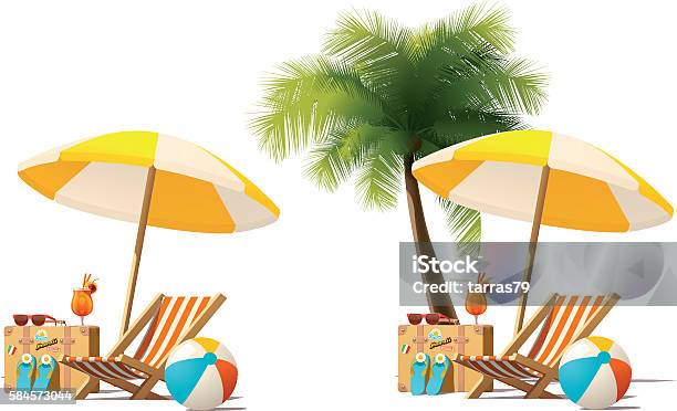 Vector Travel And Summer Beach Vacation Relax Icon Stock Illustration - Download Image Now - Vacations, Beach, Summer