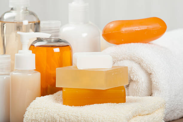 istock Soap Bar And Liquid. Shampoo, Shower Gel. Towels. Spa Kit. 584574830