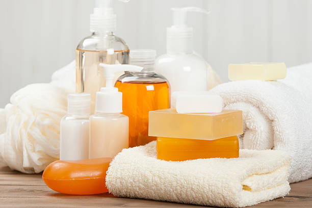 istock Soap Bar And Liquid. Shampoo, Shower Gel. Towels. Spa Kit. 584574894