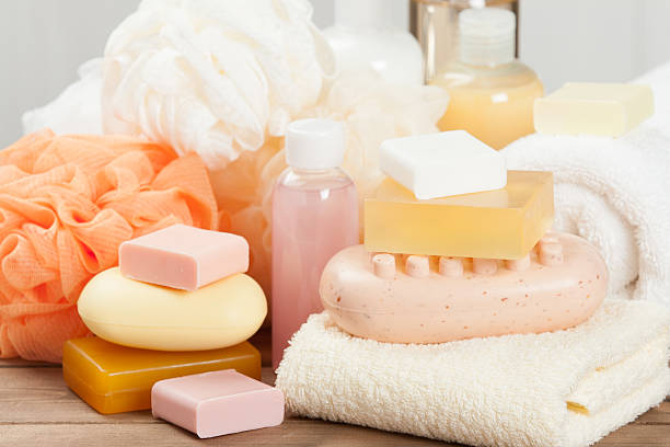 istock Soap Bar And Liquid. Shampoo, Shower Gel. Towels. Spa Kit. 584574952
