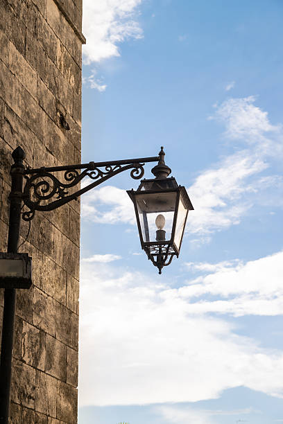 istock Vintage street lamp in wrought iron. 584576424