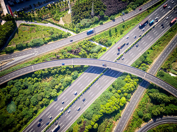 istock Aerial view of highway overpass 584576510