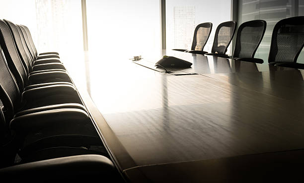 istock Table boardroom with chair in morning / meeting associate 584576562