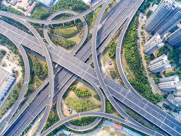 istock Aerial view of highway overpass 584577172