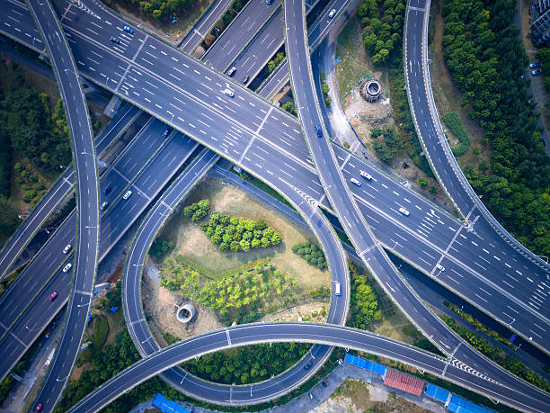 istock Aerial view of highway overpass 584577228