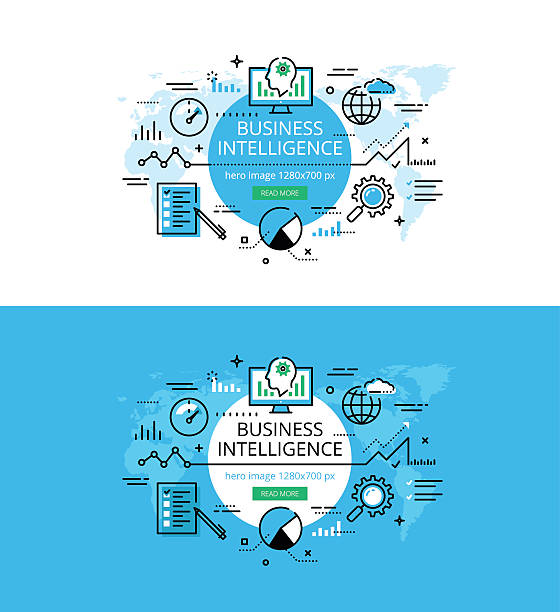 istock Business Intelligence. Flat line color hero images design concept 584578072