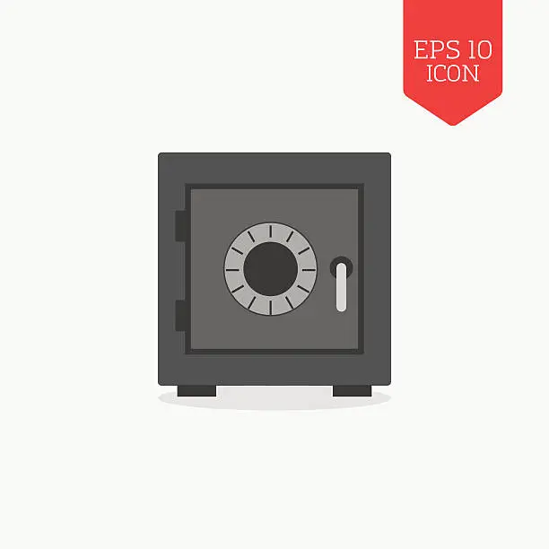 Vector illustration of Security safe icon. Flat design gray color symbol.