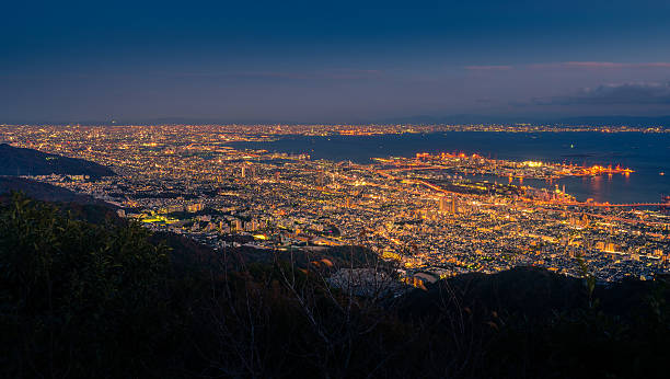 View of several Japanese cities in the Kansai region stock photo