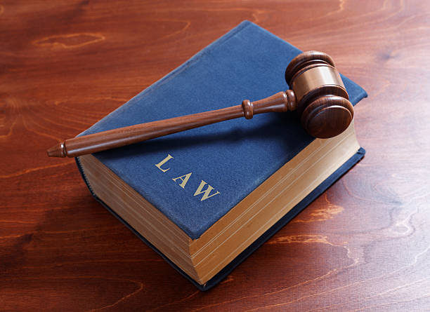 istock Gavel sitting on top of law book 584584352