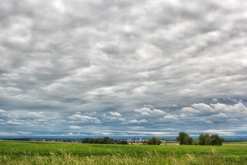 Cloudy german landscape from Baden-Wurttemberg with lots of copyspace.