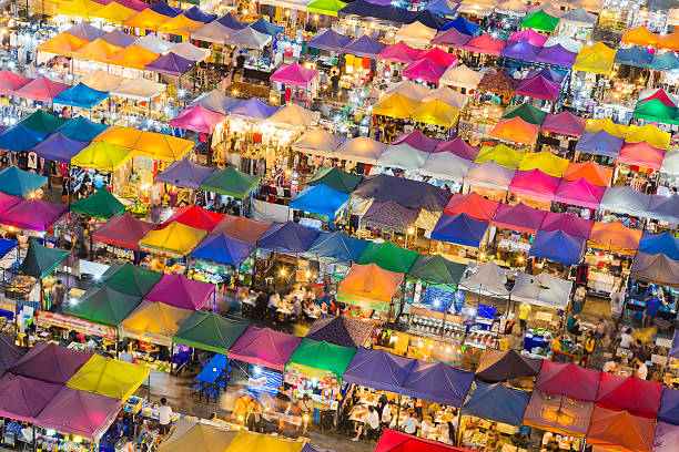 istock Night market roof top 584586326