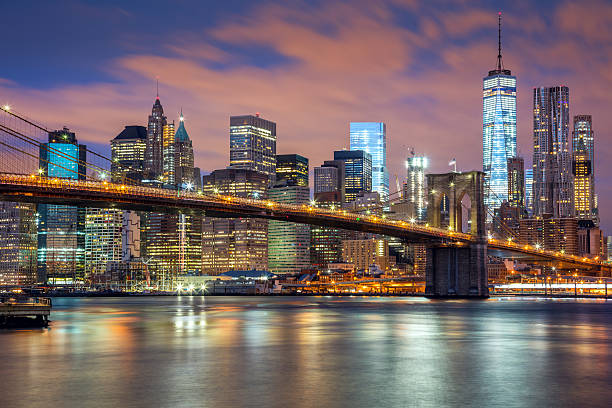 istock New York City - great illumination and colorful clouds 584589404