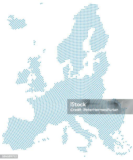 Europe Map Radial Dot Pattern Stock Illustration - Download Image Now - Europe, Map, Spotted