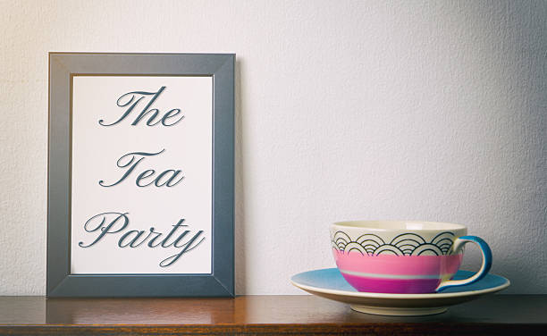 istock The Tea party text in vintage frame 584591332