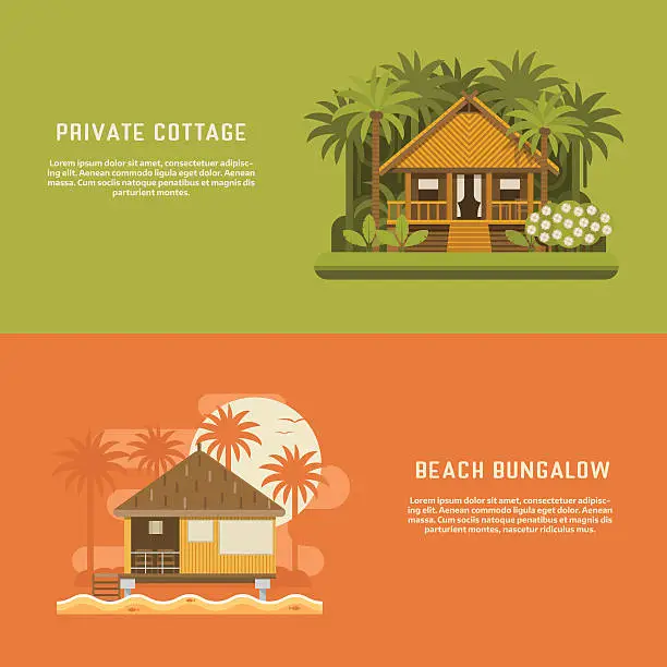 Vector illustration of Tropic Bungalow Banners