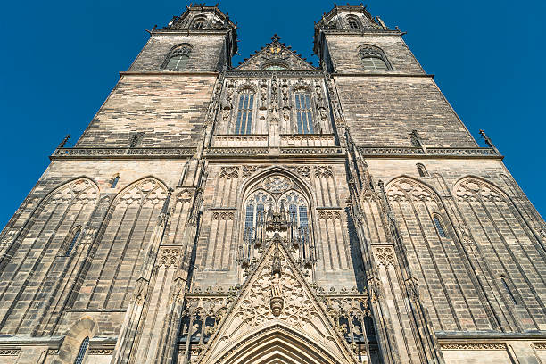 istock Magnificent Cathedral of Magdeburg at sunset, Germany 584592946