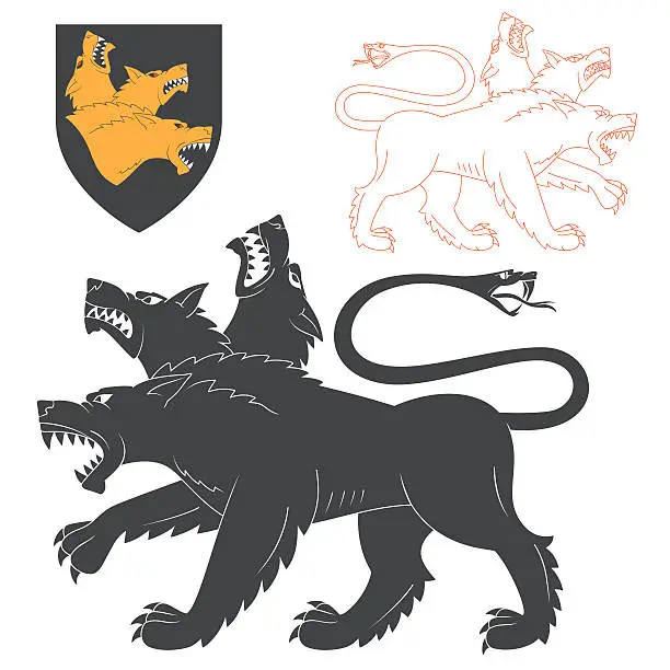 Vector illustration of Black Cerberus Illustration