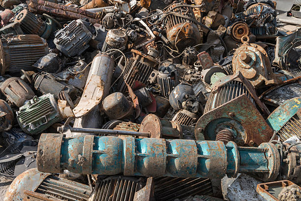 istock Heap of scrap metal at a waste yard 584593854