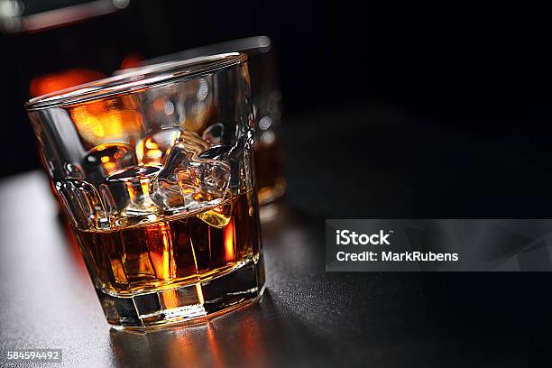 Glasses Of Whiskey On The Bar Stock Photo - Download Image Now - Distillery, Distillation, Alcohol - Drink