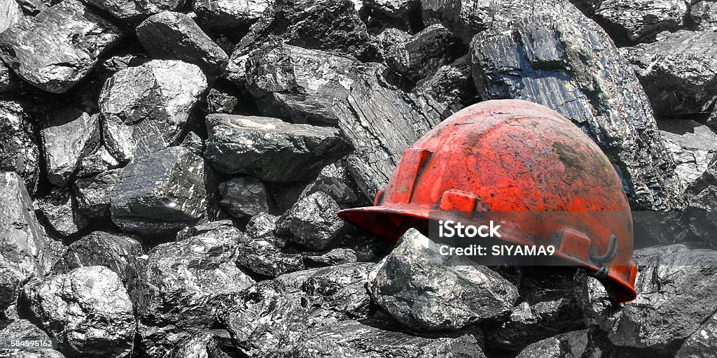 Extraction of coal. Background design of coal mining.  Miner Stock Photo