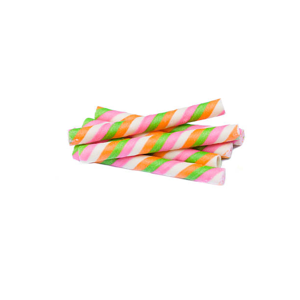 istock Colorful waffle stick isolated on white background 584597024