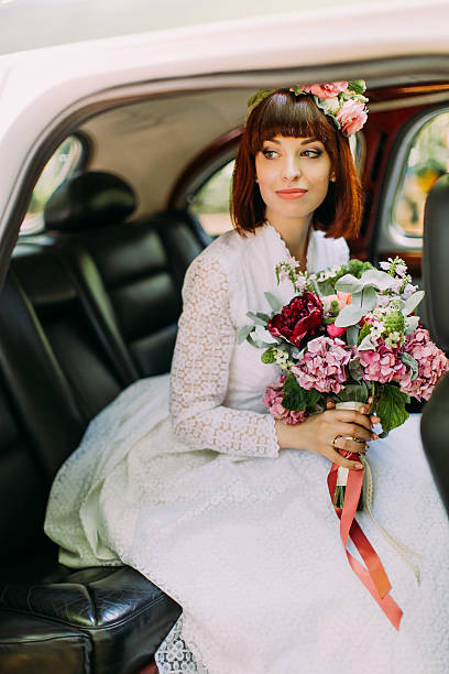 istock Look through the open car doors on a stunning red 584597372