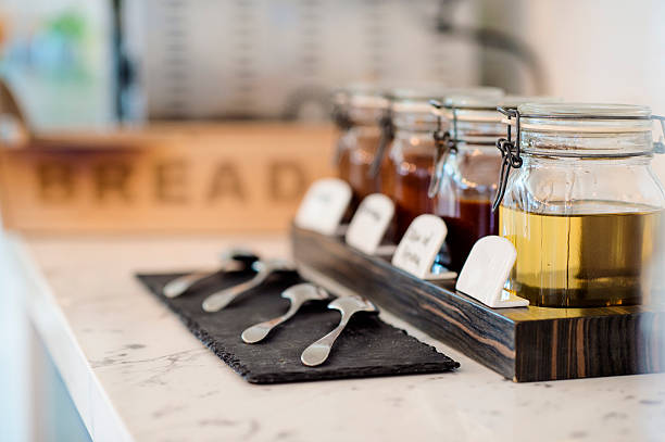 istock Various types of jam jars in hotel 584602344