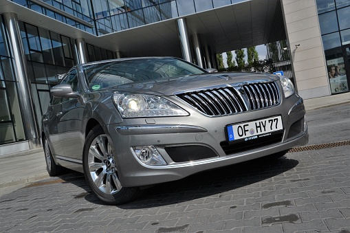 Warsaw, Poland - August, 7th, 2012: Hyundai Equus stopped on the street. The previous generation was sold mainly in Korea and the USA. New model of Equus was introduced also on the European market. The Equus is the most luxury limousine in Hyundai offer.
