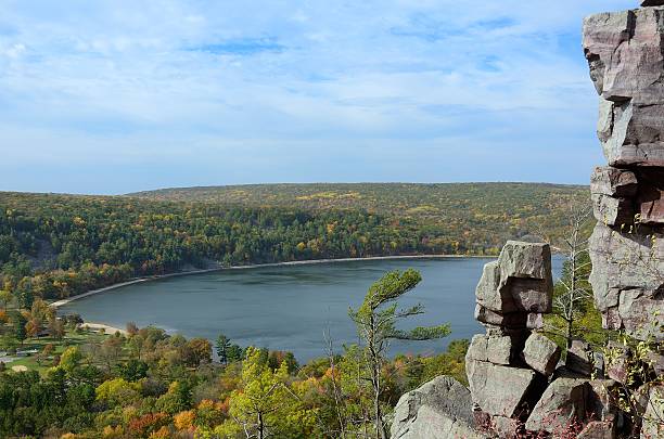 Devils Lake in the Fall stock photo