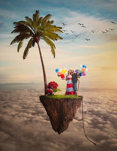 istock boy and girl on a flying island 584603452