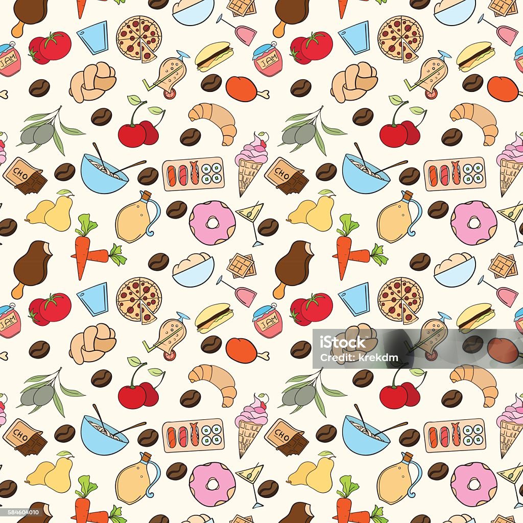 Simple Food Patterns Seamless Food Pattern Stock Illustration - Download Image Now - Art ...
