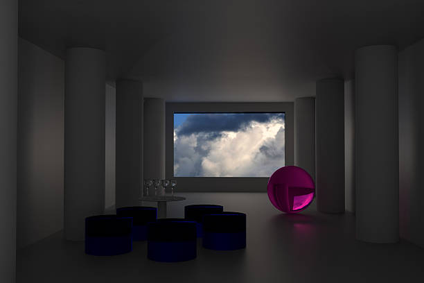 renderowanie 3d futurystycznego pomieszczenia - number number 5 three dimensional shape glass zdjęcia i obrazy z banku zdjęć