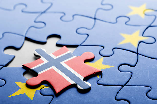puzzle concettuale norvegia e unione europea - european union flag european community photography textured effect foto e immagini stock