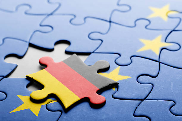 germany. exit from european union concept puzzle - european union flag european community photography textured effect imagens e fotografias de stock