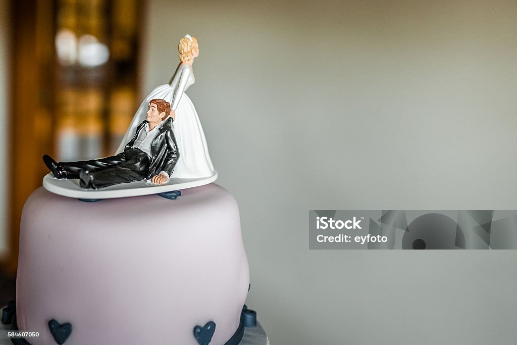 Wedding Cake Figurine wtih Copy Space Wedding cake figurine with  copy space Baked Stock Photo