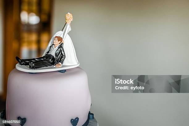 Wedding Cake Figurine Wtih Copy Space Stock Photo - Download Image Now - Baked, Bride, Buttercream